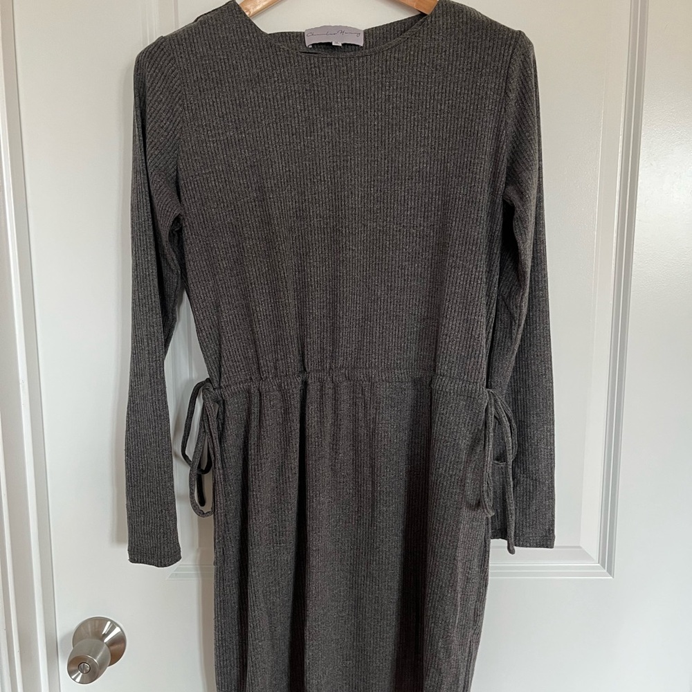 Charles Henry Gray Ribbed Knit Sweater